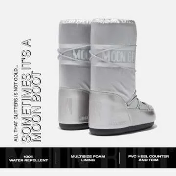 Moon Boot Icon Junior Glance Snow Boots for Kids, 7-9.5 Little Kid, Silver