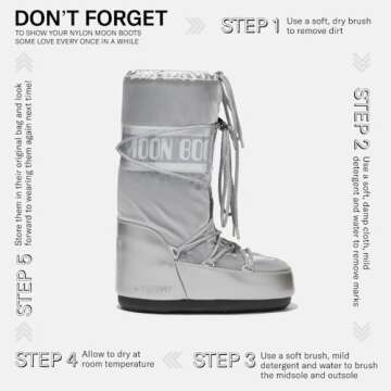 Moon Boot Icon Junior Glance Snow Boots for Kids, 7-9.5 Little Kid, Silver