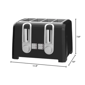 BLACK+DECKER T4569B 4-Slice Toaster for Perfect Breakfasts