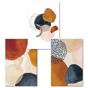 Dthllay Blue Orange Terracotta Wall Art Canvas Orange Abstract Pictures Modern Orange and Blue Paint...