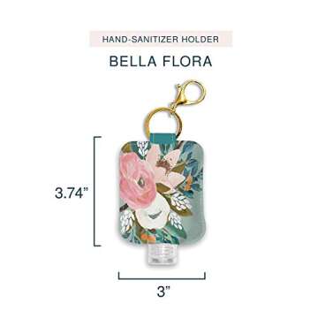 Studio Oh! Hand Sanitizer Holder with Travel Bottle Refillable Mini Bottle in Bella Flora Portable Keychain Holder Keeps Hands Clean & Germ-Free