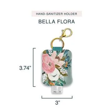 Studio Oh! Hand Sanitizer Holder with Travel Bottle Refillable Mini Bottle in Bella Flora Portable Keychain Holder Keeps Hands Clean & Germ-Free