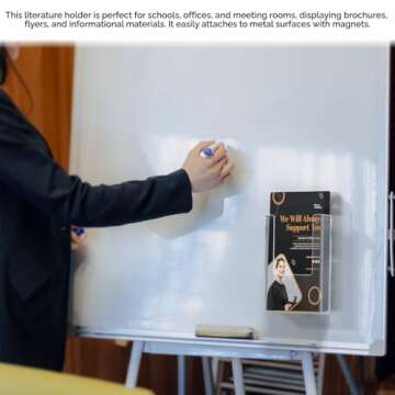 Marketing Holders 6 Pack Magnetic Trifold Holder Holds 4 Inch Wide Printed Materials Attaches to Metal Surfaces Lockers Filing Cabinets Organizes Maps and Menus Rack Good for Advertising Graphics