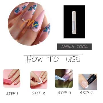 MISUD Almond Pink French Tip Acrylic Nails 24 pcs (12 Sizes) Matte Press-on Nails with Daisy Flower Design