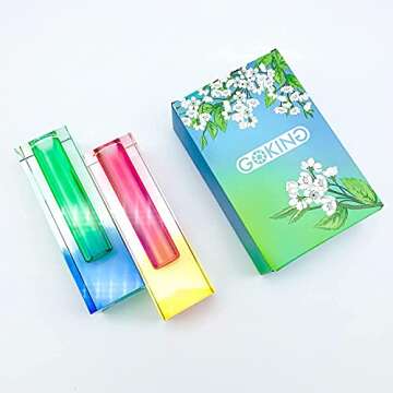 GOKING Crystal Glass Flower Vases Set for Modern Decor, 2 PCS Colorful Centerpiece Table Decorations...