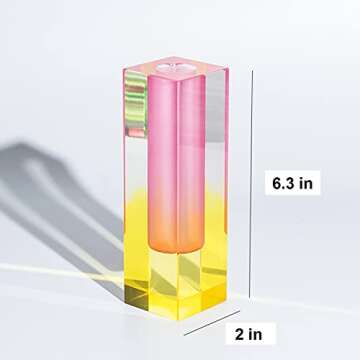 GOKING Crystal Glass Flower Vases Set for Modern Decor, 2 PCS Colorful Centerpiece Table Decorations, Acrylic Small Minimalist Dining Room Decor Clear Vase, for Home, Office, Wedding Decor-Ideal Gift