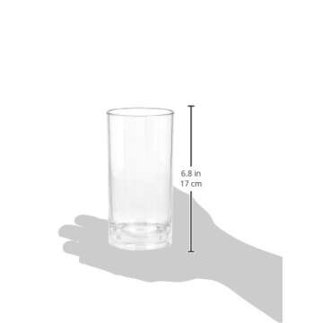 Amazon Basics Tritan Highball Glasses - 18-Ounce, Set of 4 (Plastic Material), Clear