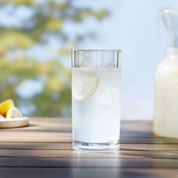 Amazon Basics Tritan Highball Glasses - 18-Ounce, Set of 4 (Plastic Material), Clear