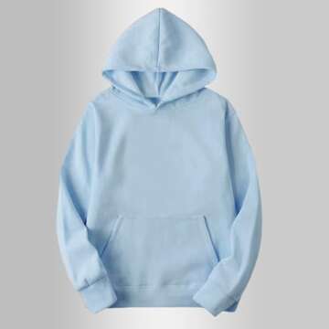 Warehouse Deals Today Solid Color Hoodies for Women Long Sleeve Fall Outfits Y2K Clothes Sweatshirt Fashion Casual Hooded Tops with Pocket Light Blue,Small