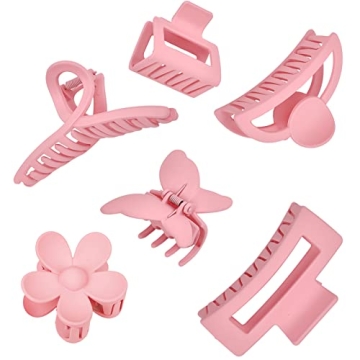 Pink Hair Clips Set for All Hair Types - 6 Cute Styles