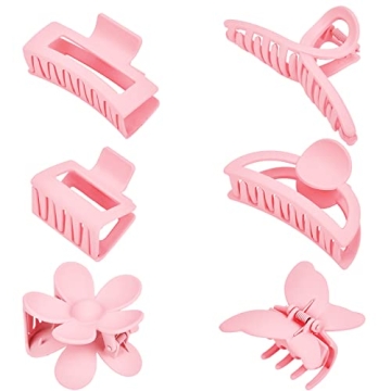 Pink Hair Clips Set for All Hair Types - 6 Cute Styles