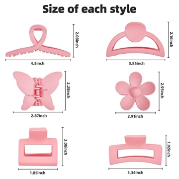 Pink Hair Clips Set for All Hair Types - 6 Cute Styles