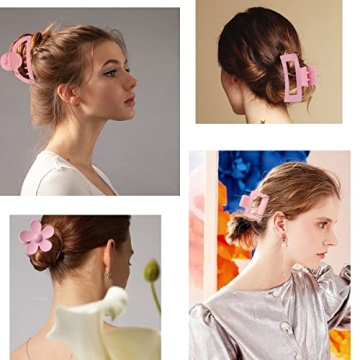 Pink Hair Clips Set for All Hair Types - 6 Cute Styles