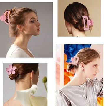 Pink Hair Clips Set for All Hair Types - 6 Cute Styles