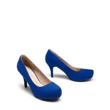 DREAM PAIRS Tiffany Women's New Classic Elegant Versatile Low Stiletto Heel Dress Platform Pumps Shoes,Size 12,Royal/Blue,TIFFANNY