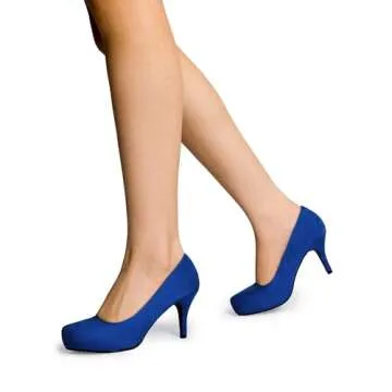 DREAM PAIRS Tiffany Women's New Classic Elegant Versatile Low Stiletto Heel Dress Platform Pumps Shoes,Size 12,Royal/Blue,TIFFANNY
