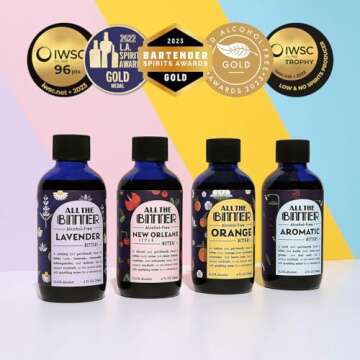 All The Bitter - The Bitter Bundle - 4 Non Alcoholic Bitters Gift Set - Zero Proof Bitters Cocktail Kit - Lavender, Aromatic, New Orleans, Orange Bitters - Drink Mixers for Cocktails, Bourbon, Whiskey