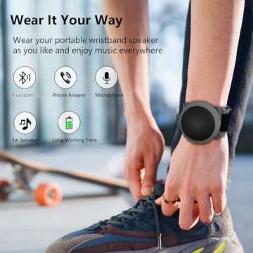 ANCwear Wearable Speaker Bluetooth Wireless Wrist Speaker for Running Watch Speaker with Microphone White Noise Machine Water-Resistant Portable Speaker Hiking Outdoor Sports
