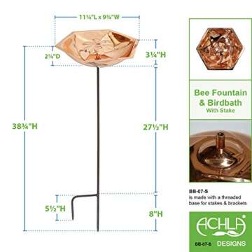 Achla Designs Copper Bee Fountain & Birdbath with Stake
