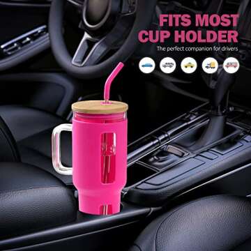 Kodrine 40 oz Glass Tumbler with Handle and Straw