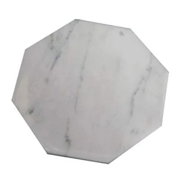 Set of 6 - White Marble Stone Coasters Octagonal Polished Coasters – 3.5 Inches (9 cm) in Diameter – Protection from Drink Rings -CraftsOfEgypt…