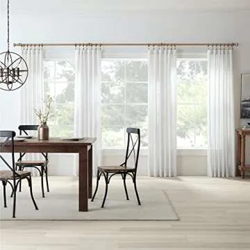 MODE Farmhouse Collection Beveled Curtain Clip Rings, Set of 14 Curtain Rings with Clips, Fits MODE Farmhouse Curtain Rod Sets, 1 3/4”, Weathered Oak