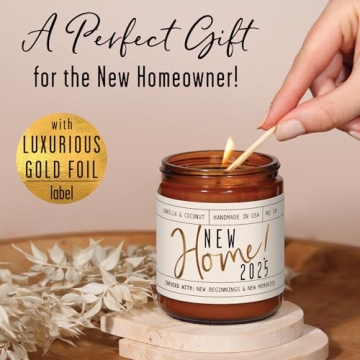 Chic New Home 2025 Candle with Vanilla, Coconut & Vetiver for Housewarming