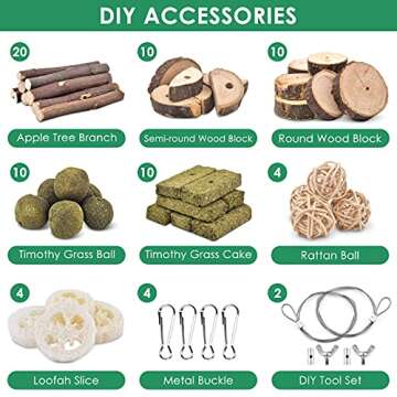 KATUMO Rabbit Chew Toys Kit - 68 PCS DIY Hamster Chew Toys for Small Rodents