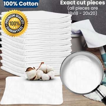 Nabob Wipers New Lint Free Rags 100% Cotton Cleaning Rags, Soft Cloth Tshirt Material for Cast Iron,...