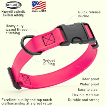 Dogline Biothane Waterproof Dog Collar with Quick Release Buckle Strong Coated Nylon Webbing with Od...