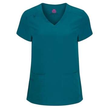 Natural Uniforms Women's Cool Stretch V-Neck Top and Cargo Pant Set - Teal, Small