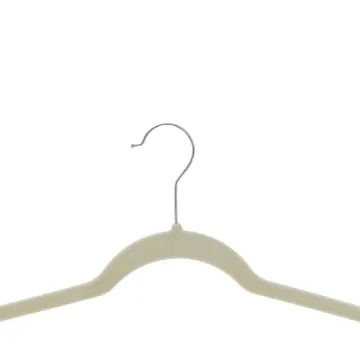 Amazon Basics Slim, Velvet, Non-Slip Suit Clothes Hangers, Ivory/Silver - Pack of 30