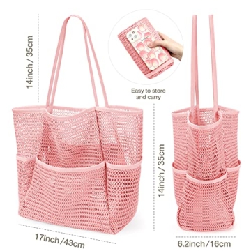 KPX Mesh Beach Bag Large Foldable Waterproof Tote