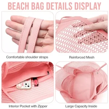 KPX Mesh Beach Bag Large Foldable Waterproof Tote