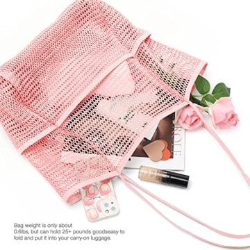 KPX Mesh Beach Bag Large Foldable Waterproof Tote