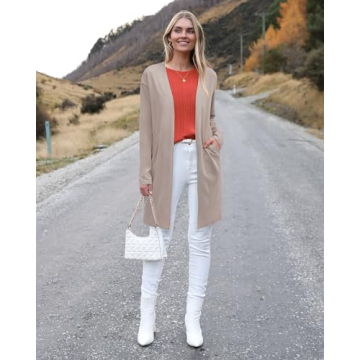 OUGES Women's 2024 Camel Cardigan with Pockets