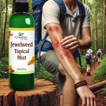 Creation Farm Jewelweed Spray - Itchy Skin Relief Remedy for Poison Ivy Oak Large 8 OZ Size Use for Skin Allergy,Rash - All Natural Botanical Base of Plant Extracts