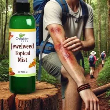 Creation Farm Jewelweed Spray - Itchy Skin Relief Remedy for Poison Ivy Oak Large 8 OZ Size Use for Skin Allergy,Rash - All Natural Botanical Base of Plant Extracts
