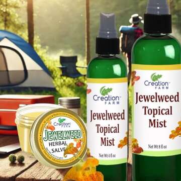 Creation Farm Jewelweed Spray - Itchy Skin Relief Remedy for Poison Ivy Oak Large 8 OZ Size Use for Skin Allergy,Rash - All Natural Botanical Base of Plant Extracts
