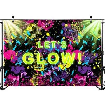 Mocsicka Let's Glow Neon Party Backdrop for Birthdays