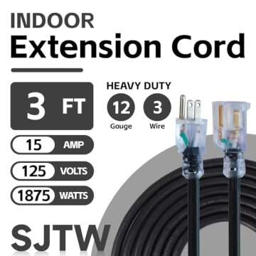 Ultra Explorer Outdoor Extension Cord with Lighted End Yellow/Black/Blue/Pink - 12/3 Gauge Heavy Dut...