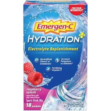 Emergen-C Hydration Plus Sports Drink Mix - 18 Count Raspberry Flavor with Vitamin C - Electrolyte R...