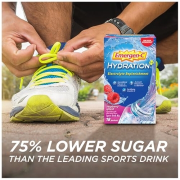 Emergen-C Hydration Plus Sports Drink Mix, Raspberry Flavor, 18 Count