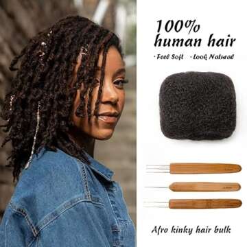 FAMILOCS Tight Afro Kinky Bulk 100 ％ Human Hair for Draedlock Extensions, Repair Locs, Twists and ...