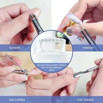 AOBOO Nail Tool Sterilizers Soaking Tray Box Cleaner For Nail Salon Scissors Eyelash Tweezers Nail Art Equipment Nail Manicure Tools Soaking Box