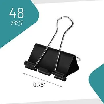 48 Small Binder Clips - Rust Resistant Paper Holders