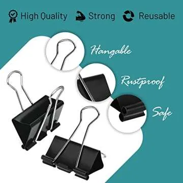 48 Small Binder Clips - Rust Resistant Paper Holders