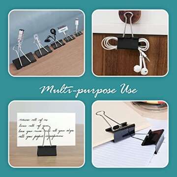 48 Small Binder Clips - Rust Resistant Paper Holders