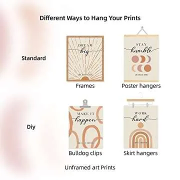 Inspirational Wall Art Boho Decor Positive Affirmations Wall Decor for Bedroom Living Room Office Classroom Abstract Motivational Prints Poster for Women Men Kids| Pack of 4, Unframed 8x10