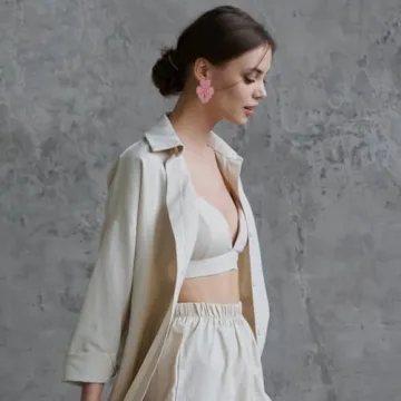 Beaded Bow Dangle Earrings - Boho Statement Bow Drop earrings for party or wedding (PINK)